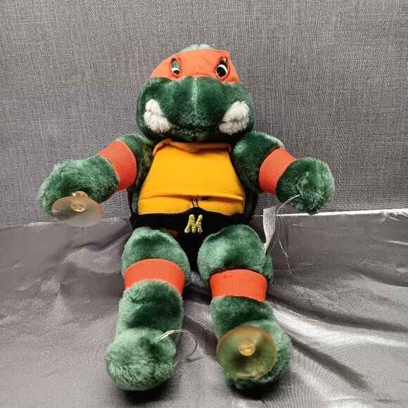 Vtg 1988 TMNT Michelangelo Window Plush Suction Cups Playmates Turtles 80s Toy - Picture 1 of 11
